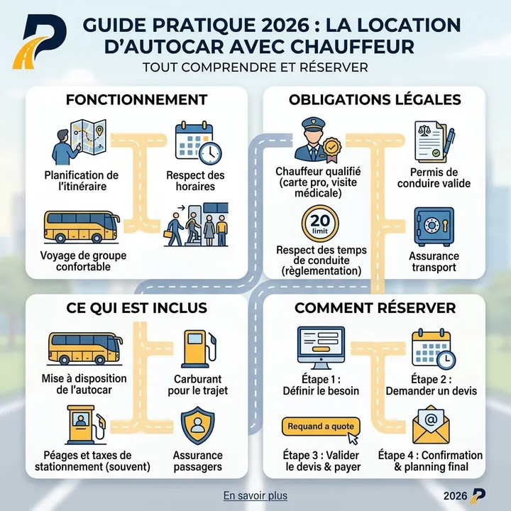 Location d'autocar avec chauffeur : guide complet 2026