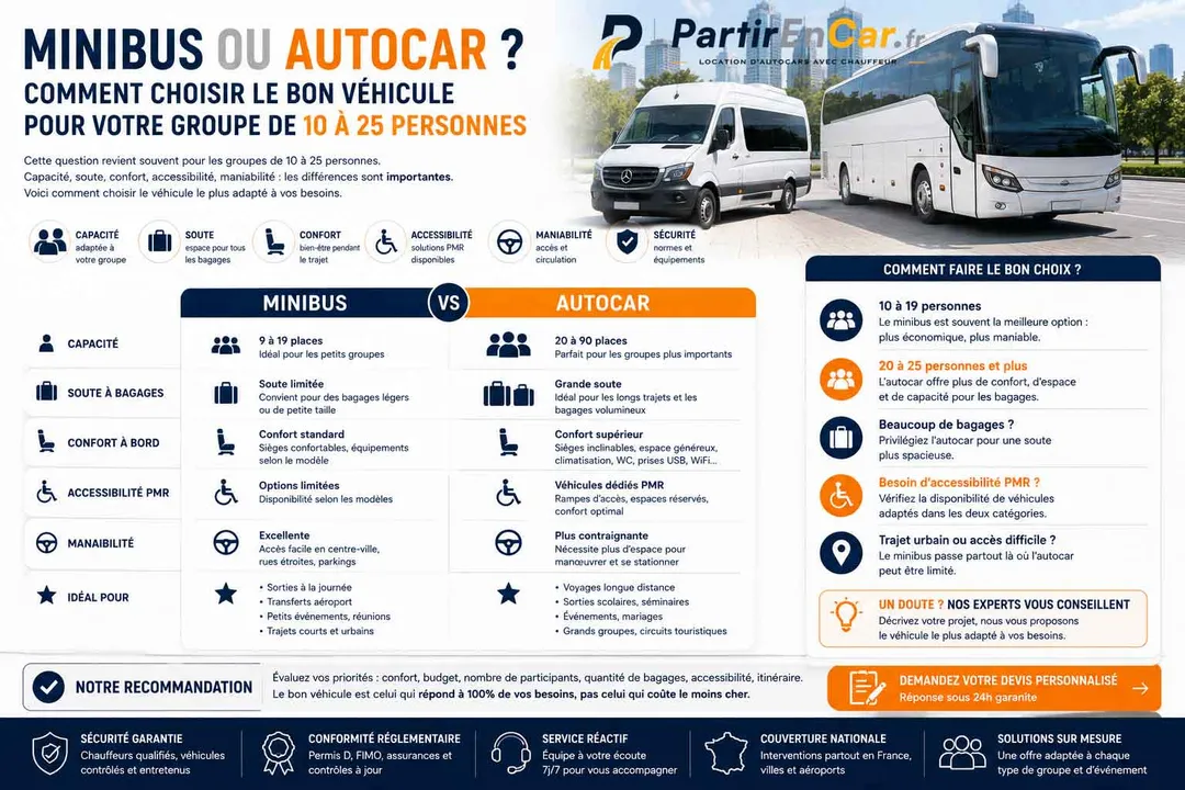 Minibus ou autocar : lequel choisir pour votre groupe ?