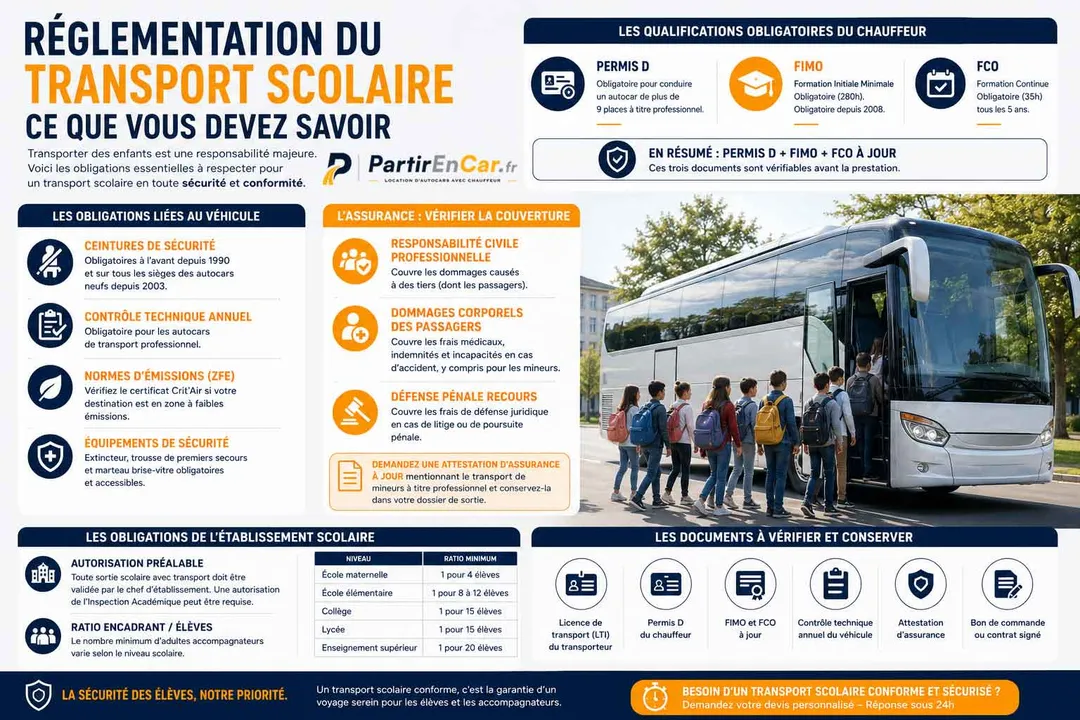 Transport scolaire en autocar : réglementation et sécurité en France